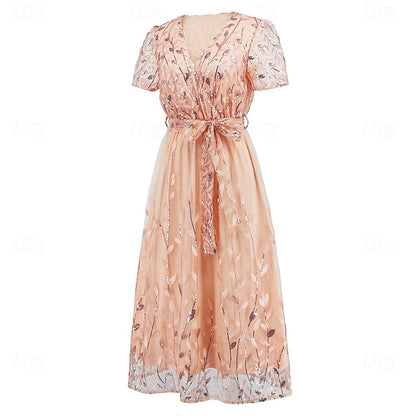 Neck Elegant Bride V Mother Sequin Dress the A-Line of