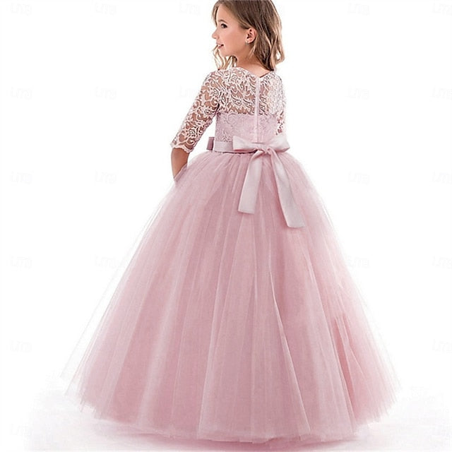 Wedding Girls' Dress Colored Girl Kids Solid Flower