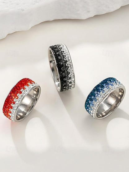 Steel Stainless Christmas Ring Stylish Men's – Red