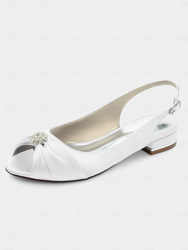 Women's Satin with Heels Crystal Slingback Wedding
