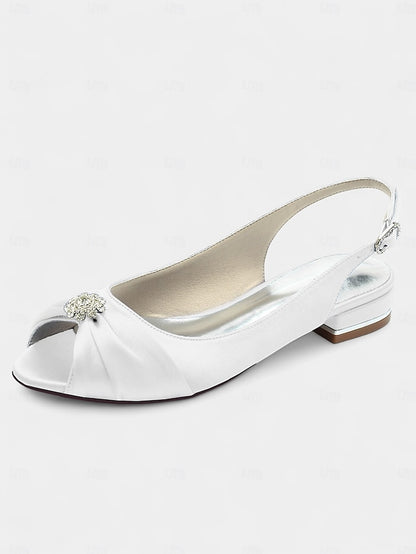 Women's Satin with Heels Crystal Slingback Wedding