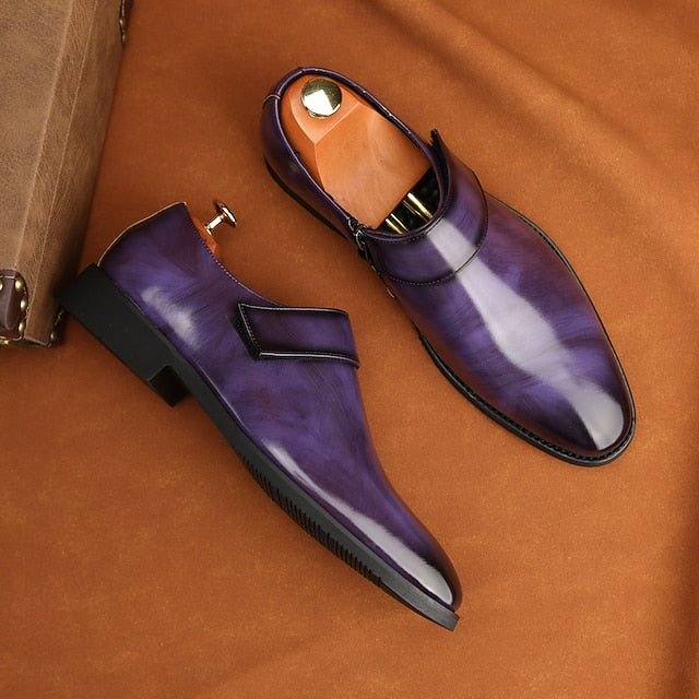 Leather Brown Men's Slip-On Shoes Dress Business Loafers