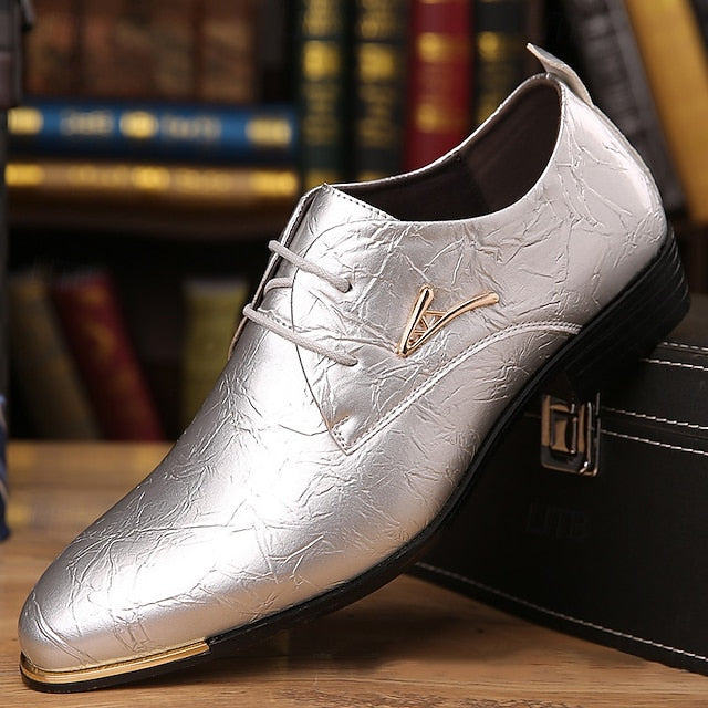 Purple Men's Patent Bold Shiny Shoes – Lace-Up