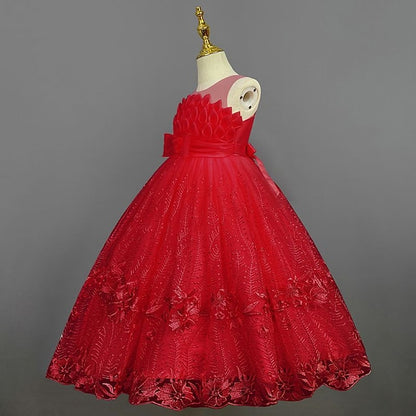 Girl Girls' Solid Flower Kids Dress Colored