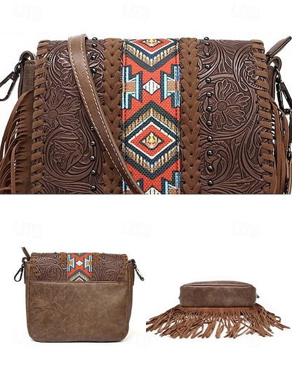 Sac bandoulière multi-poches en similicuir pour femme