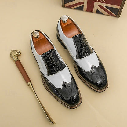 and Leather Gold Oxford Black Men's Patent with Shoes