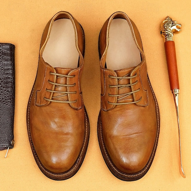 Goodyear Shoes Tan and Men's with Derby Leather Clean Welt