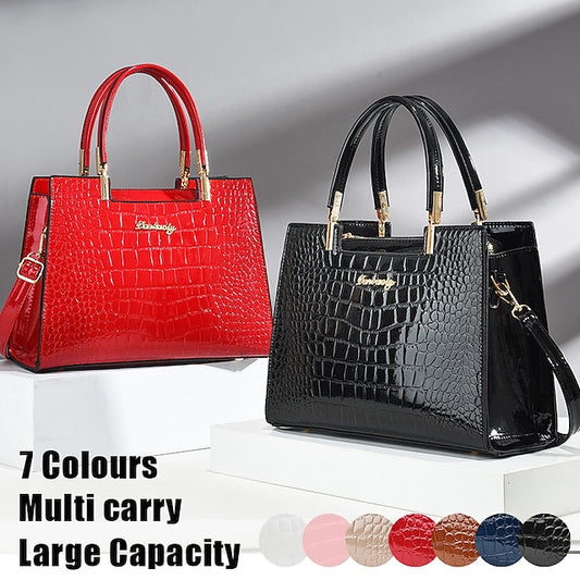 Sac à main élégant en cuir pour femme à motif crocodile noir |