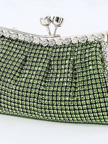 Vintage Sage Clutch Women's Purse Green Rhinestone –
