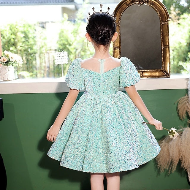 Summer 3D colour Wedding Sleeve Spring Short Girls' Dress