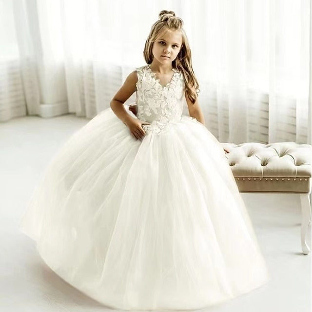 Dress Flower Color Kids Girls' Girl Solid Party