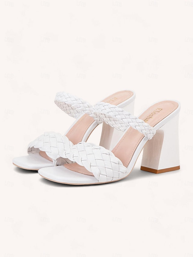 Heeled Sandals Women's Braided Vacation Wedding Mules Party