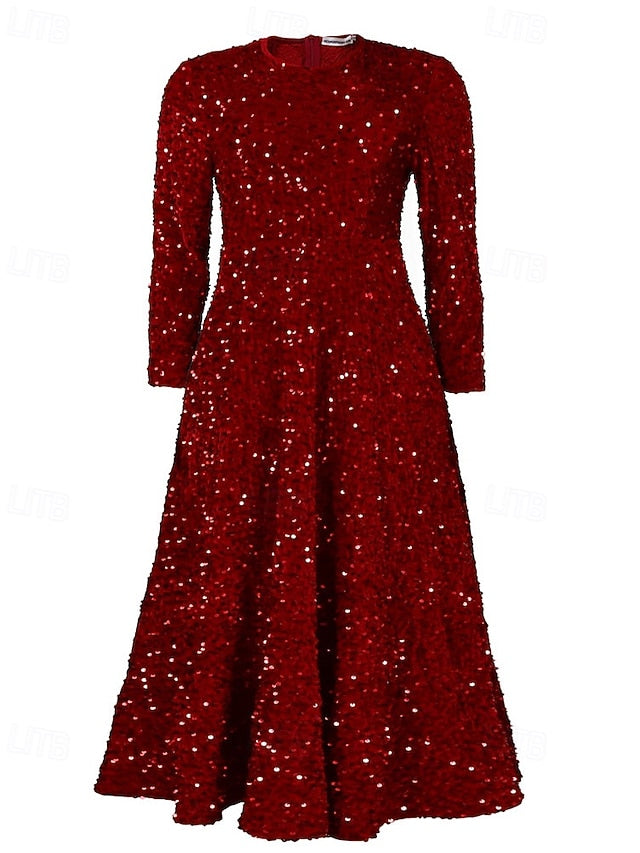 Women's Midi Dress Black Dress Sequin Dress Elegant Fashion