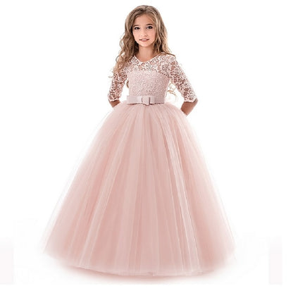 Flower Wedding Dress Kids Half Girl Sleeve Girls'