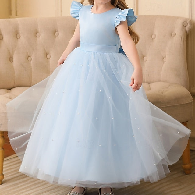 Solid Party Color Kids Dress Girl Flower Girls'