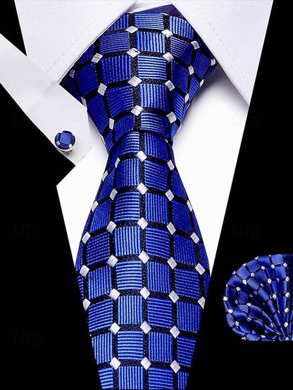 Pocket Purple Tie Men's – Square and Checkered Set Silk