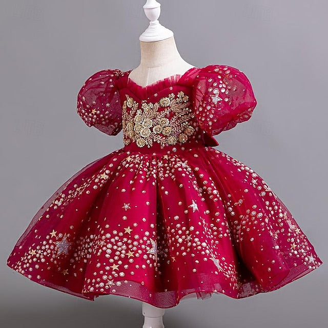 Flower Floral Kids Sequin Girl Party Dress Girls'