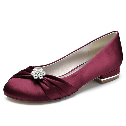 with Women's Satin Flats Rhinestone Blue Wedding Light