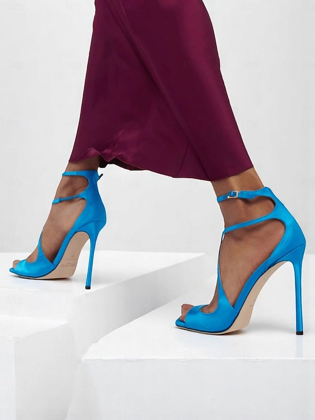 Satin Elegant Stiletto Lavender - Heels Crisscross Women's