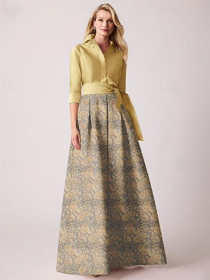 Jacquard Brocade Dresses A-Line Dress Floral Cocktail Elegant