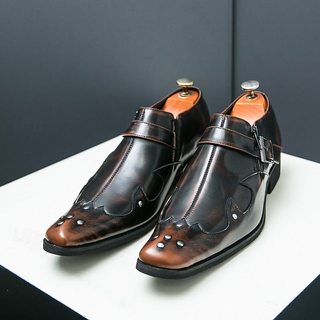 Monk Strap Black Leather Dress Shoes Formal Men's –