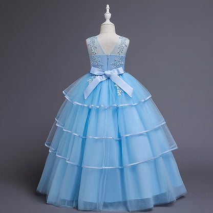 Girls' Party Color Kids Sleeveless Dress Solid