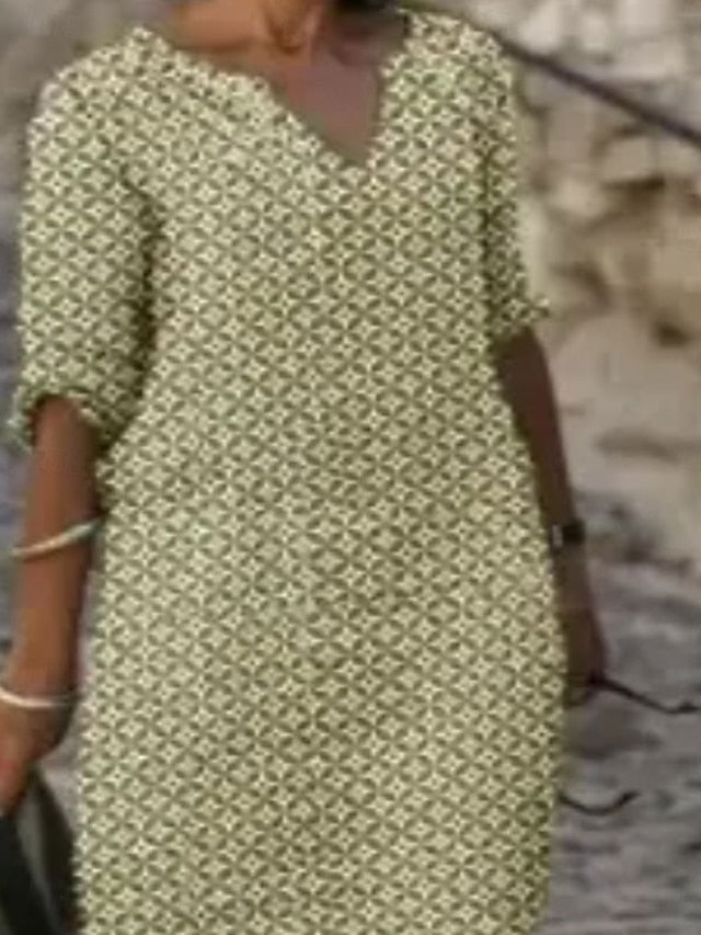 Women's Mini Dress Faux Cotton Linen Casual Dress Elegant