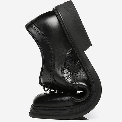 Men's Brogue Brown Oxford Leather - Crocodile Shoes