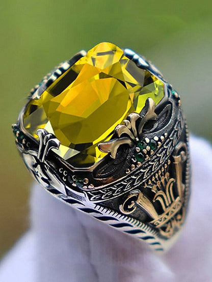 Gemstone Ring Alloy Men's