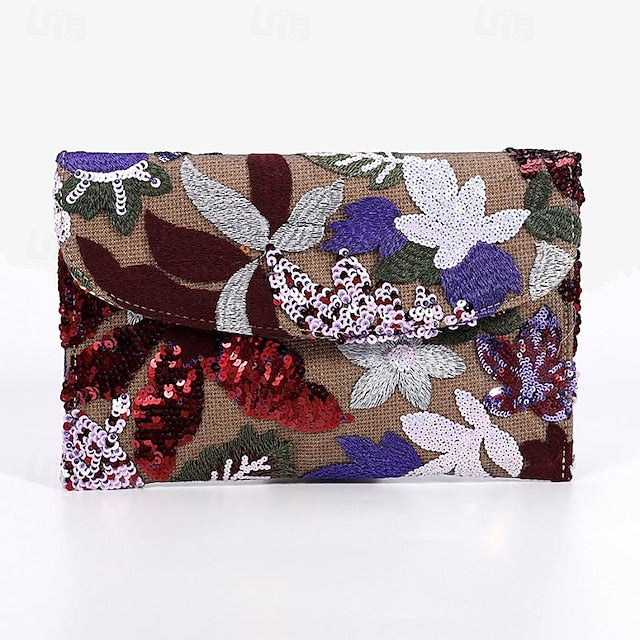 Handheld Floral Clutch - Bag Evening Women's Embroidered