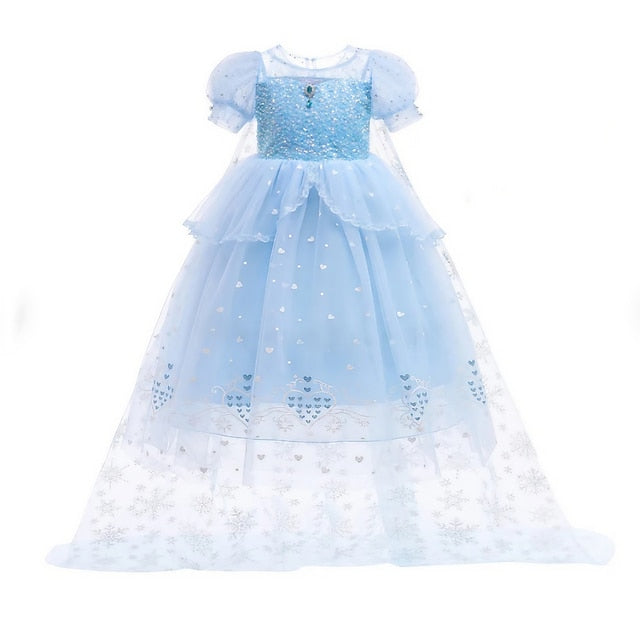 Cloak Dress Frozen Princess Cosplay Elsa Girl Flower
