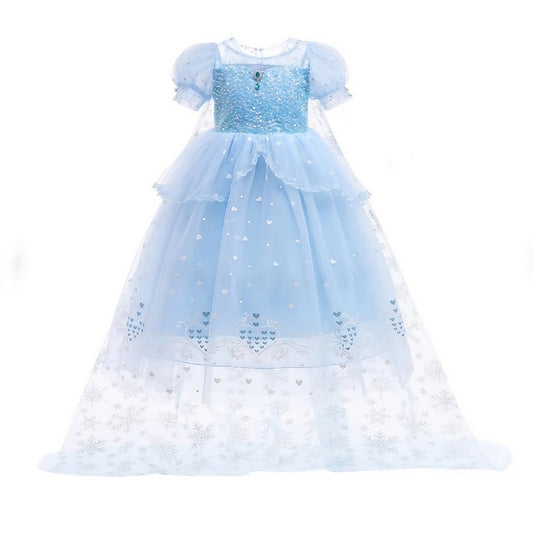 Cloak Dress Frozen Princess Cosplay Elsa Girl Flower