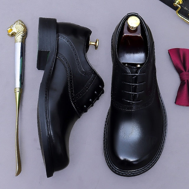 First Oxford Genuine Shoes- Men's Dress Layer Leather