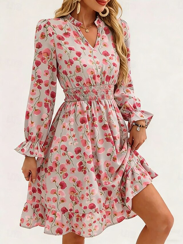 Women's Knee Length Dress A Line Dress Floral Dress Elegant