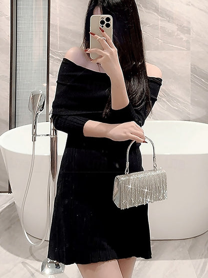 Evening Elegant with Women's Silver Chain Crystal Handbag