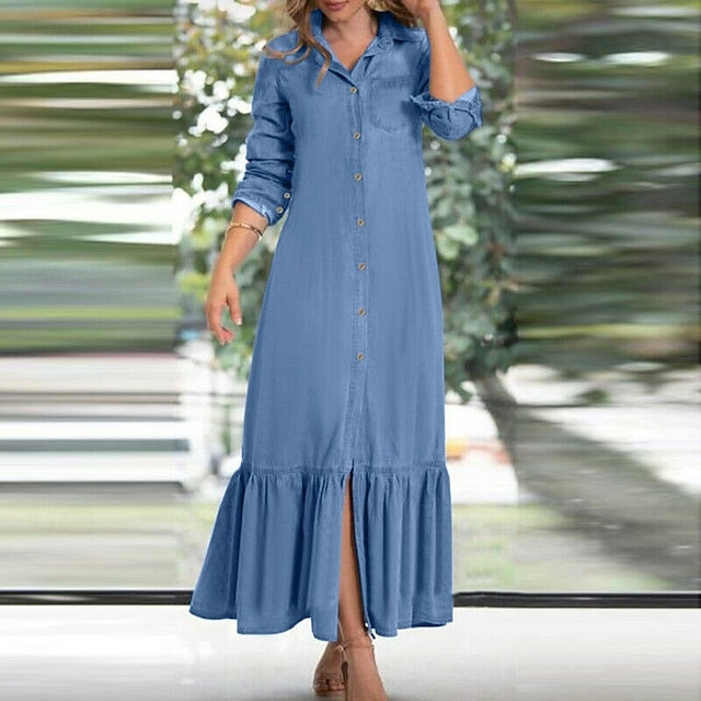 Women's Long Dress Maxi Dress Denim Dress Casual Dress