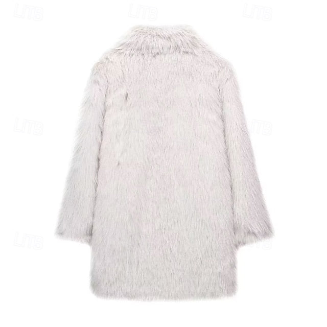 Women's Pocket Warm Fur Faux Furs Coat Comfortable