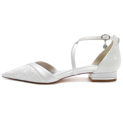 Bridal Flat Wedding Women's Rhinestone Heel Shoes