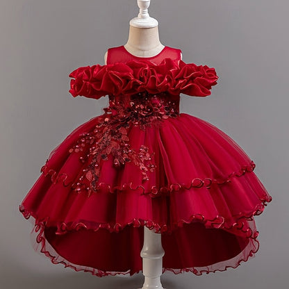 Wedding Sleeve Short Floral Party Kids Dress Girls' Flower