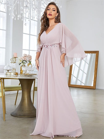 Mother Bride Elegant Dress V Neck the of Floor Party