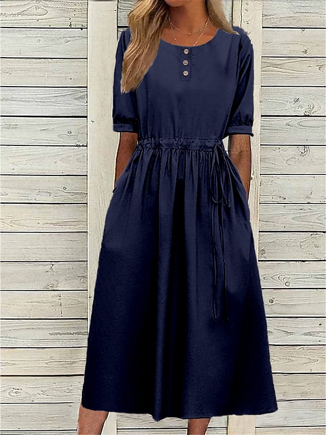 Women's Navy Blue Blue Light Purple Summer Spring Fall Midi