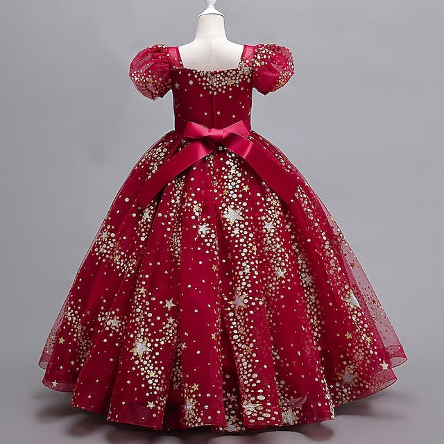 Short Dot Flower Girls' Dress Kids Party Polka Star