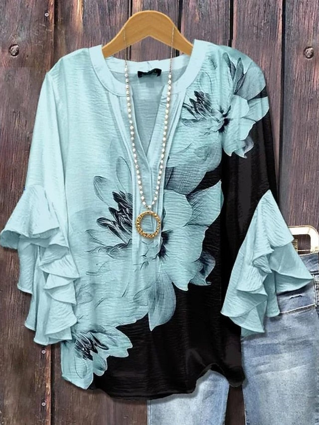 Women's Blouse V Neck Floral Graphic Paisley Bohemia