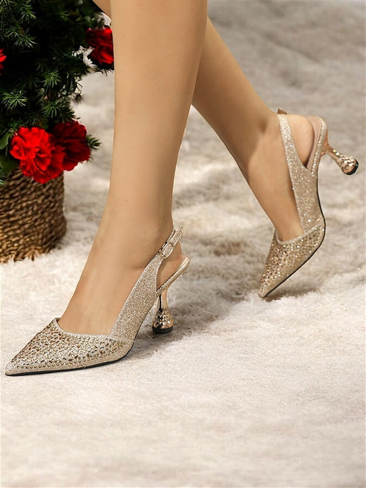 – Pumps Glitter Women's Slingback Sparkling Pointed Toe