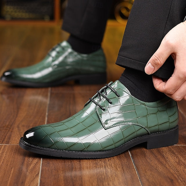 Faux Green Shoes Men's Leather Print – Oxford Crocodile
