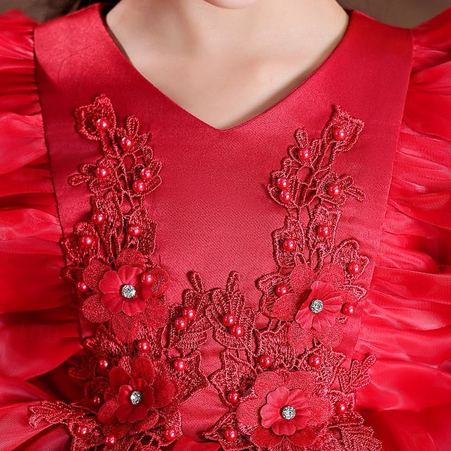 Special Dress Party Kids Wedding Flower Sleeve Girls' Long