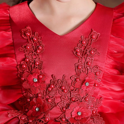 Special Dress Party Kids Wedding Flower Sleeve Girls' Long