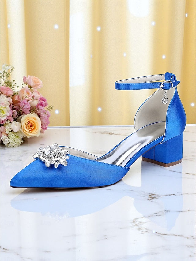 Burgundy Wedding Satin Women's with Shoes Block Heel