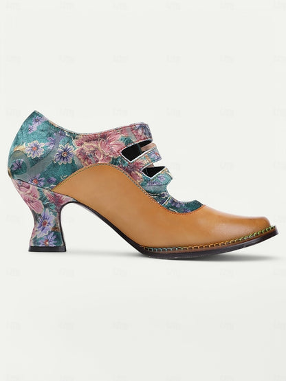 Heels 1930s Jane Floral Leather – Women's Mary Vintage