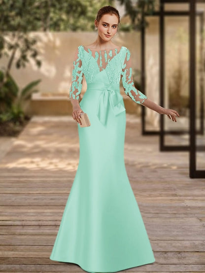 Formal Floor Gown 3/4 Dress Mermaid Evening Elegant Length